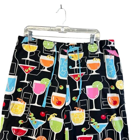 🍒 Medium Nick & Nora Pajama Pants Happy Hour cocktail print. - Picture 2 of 16